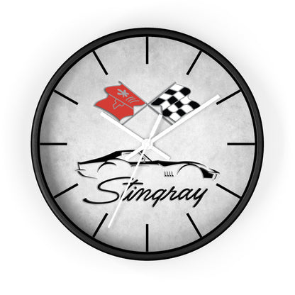 Corvette C3 Stingray Illustrated Wall Clock, Racing Home Decor, Gift for Him, Man Cave Clock, Corvette Merchandise, Mancave Gift, Clocks