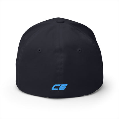 Corvette C5 Blue Logo Baseball Cap, Flexfit Hat, Stretchy Band, Black Hat, Corvette Gear, Embroidery