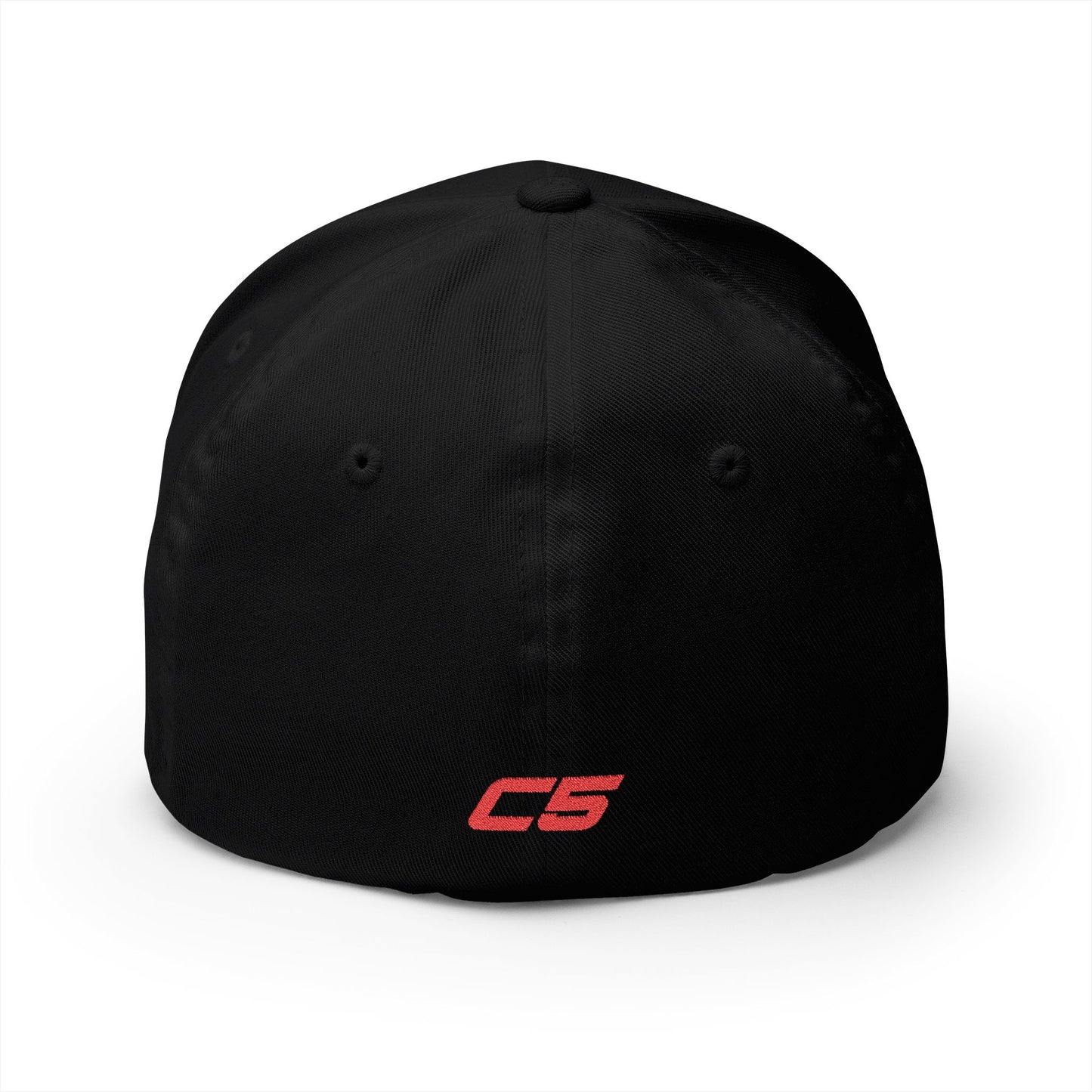 Corvette C5 Red Logo Baseball Cap, Flexfit Hat, Stretchy Band, Black Hat, Corvette Gear, Embroidery