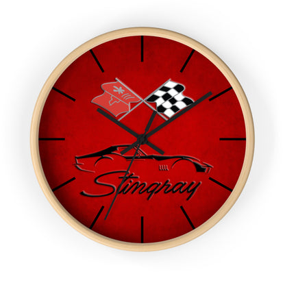 Corvette C3 Stingray Illustrated Wall Clock, Racing Home Decor, Gift for Him, Man Cave Clock, Corvette Merchandise, Mancave Gift, Clocks