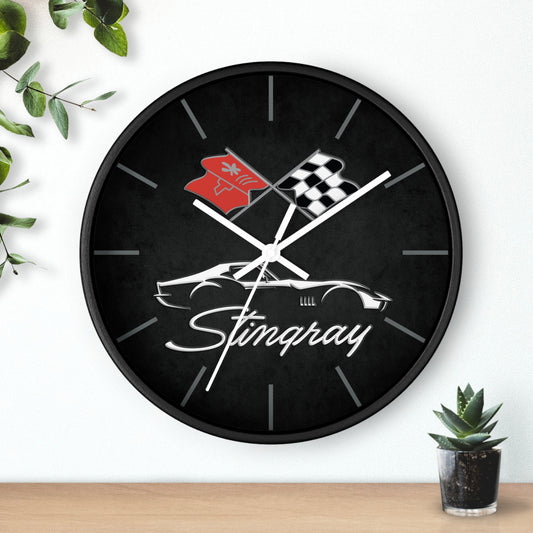 C3 Stingray Illustrated Wall Clock, Racing Home Decor, Gift for Him, Man Cave Clock, Corvette Merchandise, Mancave Gift, Clocks