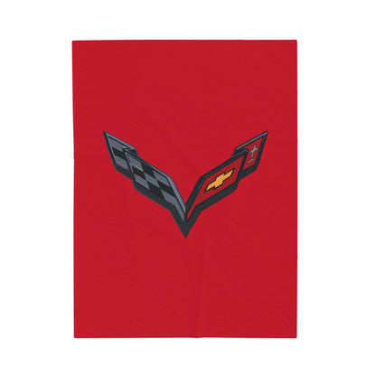 Corvette Blanket, C7 Corvette Gifts, Car Enthusist, Soft Blanket, Corvette Logo , Velveteen Blanket, Car Guy Gifts, Corvette Accessory