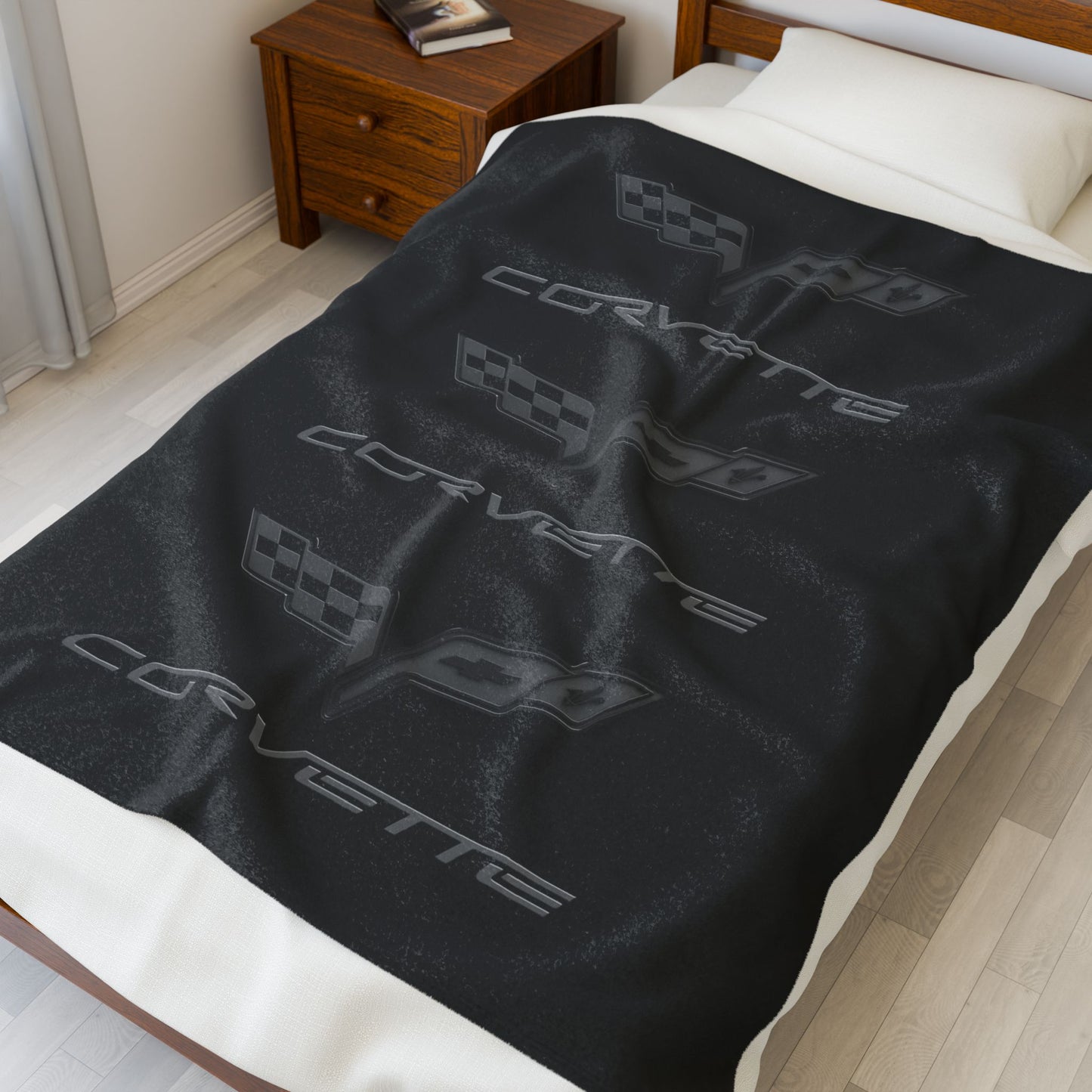 Corvette Blackout Blanket, C6 Corvette Gifts, Soft Blankets, Corvette Logo, Velveteen Blanket, Car Guy Gifts, Car Girl Gifts