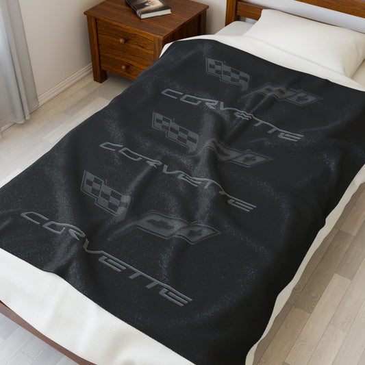 Corvette Blackout Blanket, C6 Corvette Gifts, Soft Blankets, Corvette Logo, Velveteen Blanket, Car Guy Gifts, Car Girl Gifts