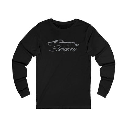 Unisex Corvette Grey C3 Stingray Long Sleeve Tee, Custom Silhouette, Graphic T-Shirt, Gift for Him, Gift for Her, Bella+Canvas, Soft Shirt