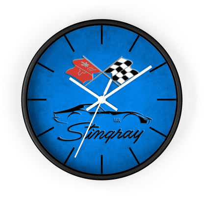 Corvette C3 Stingray Illustrated Wall Clock, Racing Home Decor, Gift for Him, Man Cave Clock, Corvette Merchandise, Mancave Gift, Clocks