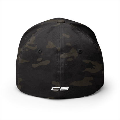 Corvette Red C8 Silhouette Baseball Cap, Flexfit Hat, Stretchy Band, Black Hat, Corvette Gear, Embroidery