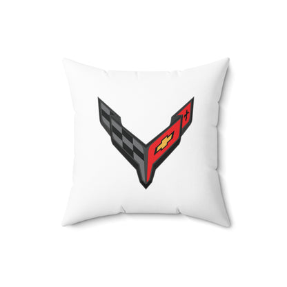 Corvette C8 Throw Pillow, Home Accessories , Mancave Decor, Man Cave, Square Pillow, Polyester, Couch and Bedding, C8 Logo, C8 Emblem
