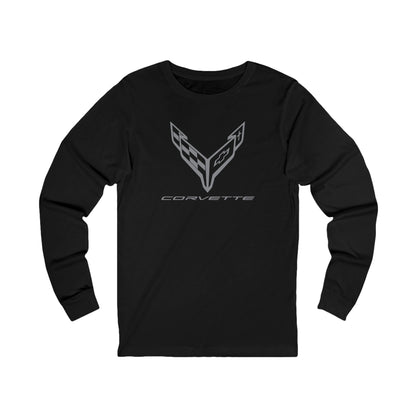 Unisex Corvette Grey C8 Long Sleeve Tee, Graphic T-Shirt, Gift for Him, Gift for Her, Bella+Canvas, Soft Shirt