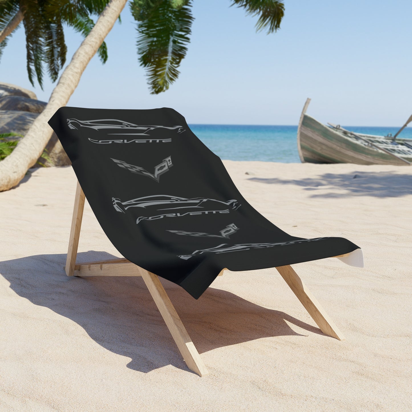 Corvette C7 Custom Illustrated Beach Towel, Corvette Gift, Car Enthusiast Towel, Quick-Dry Towel, Corvette Logo, Shower Towel, Car Guy Gifts