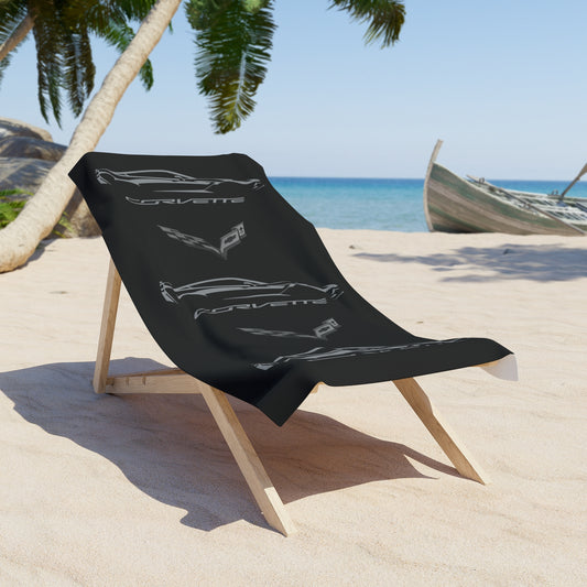 Corvette C7 Custom Illustrated Beach Towel, Corvette Gift, Car Enthusiast Towel, Quick-Dry Towel, Corvette Logo, Shower Towel, Car Guy Gifts