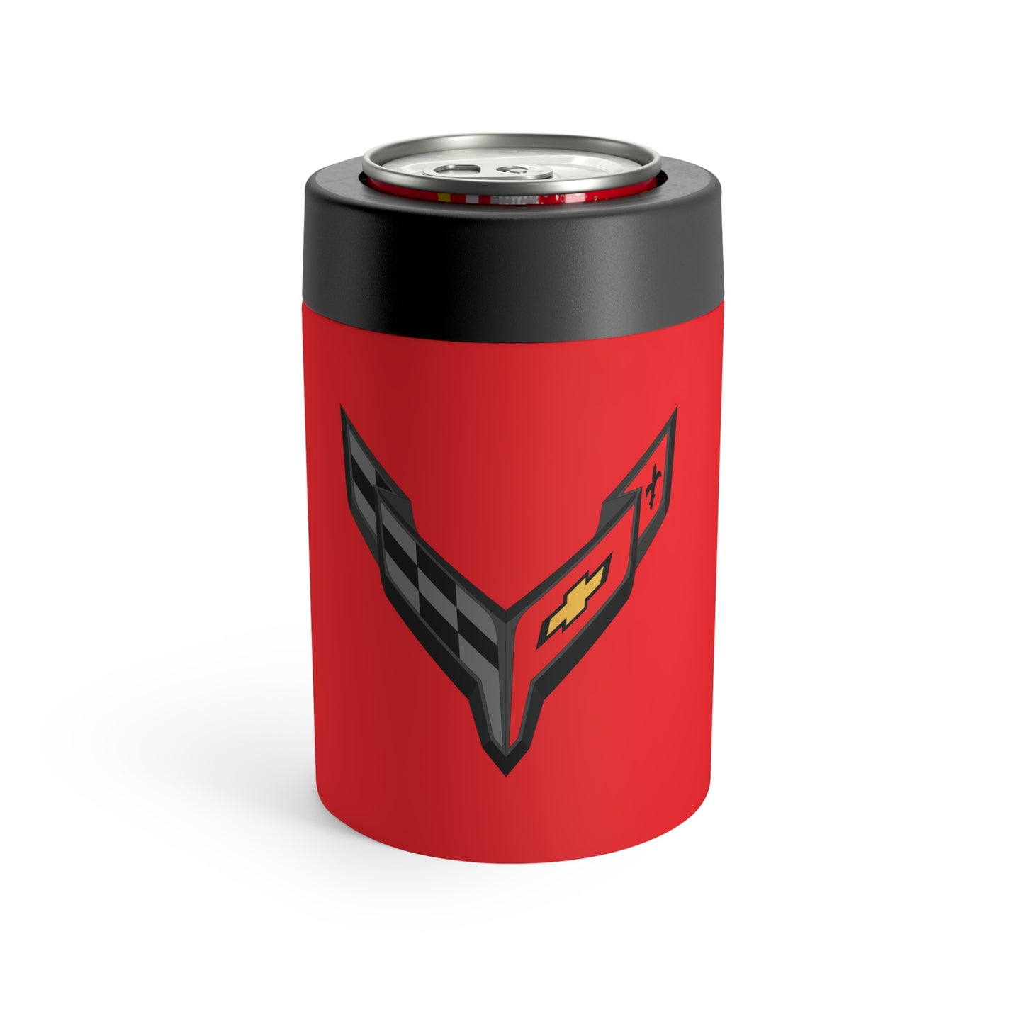 Corvette C8 Red Can Coozie for Fans, Beer and Soda Holder, Drink Insulator, Gift for Car Enthusiasts, Racing Events, Tailgating, C8 Logo