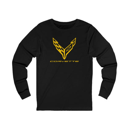 Unisex Corvette Yellow C8 Long Sleeve Tee, Graphic T-Shirt, Gift for Him, Gift for Her, Bella+Canvas, Soft Shirt