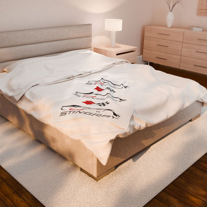 Corvette C3 Stingray White Blanket, Stingray Corvette Gifts, Soft Blankets, Corvette Logo, Velveteen Blanket, Car Guy Gifts, Car Girl Gifts