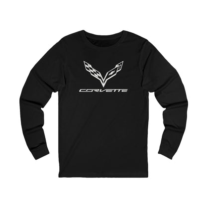 Unisex Corvette White C7 Long Sleeve Tee, Graphic T-Shirt, Gift for Him, Gift for Her, Bella+Canvas, Soft Shirt