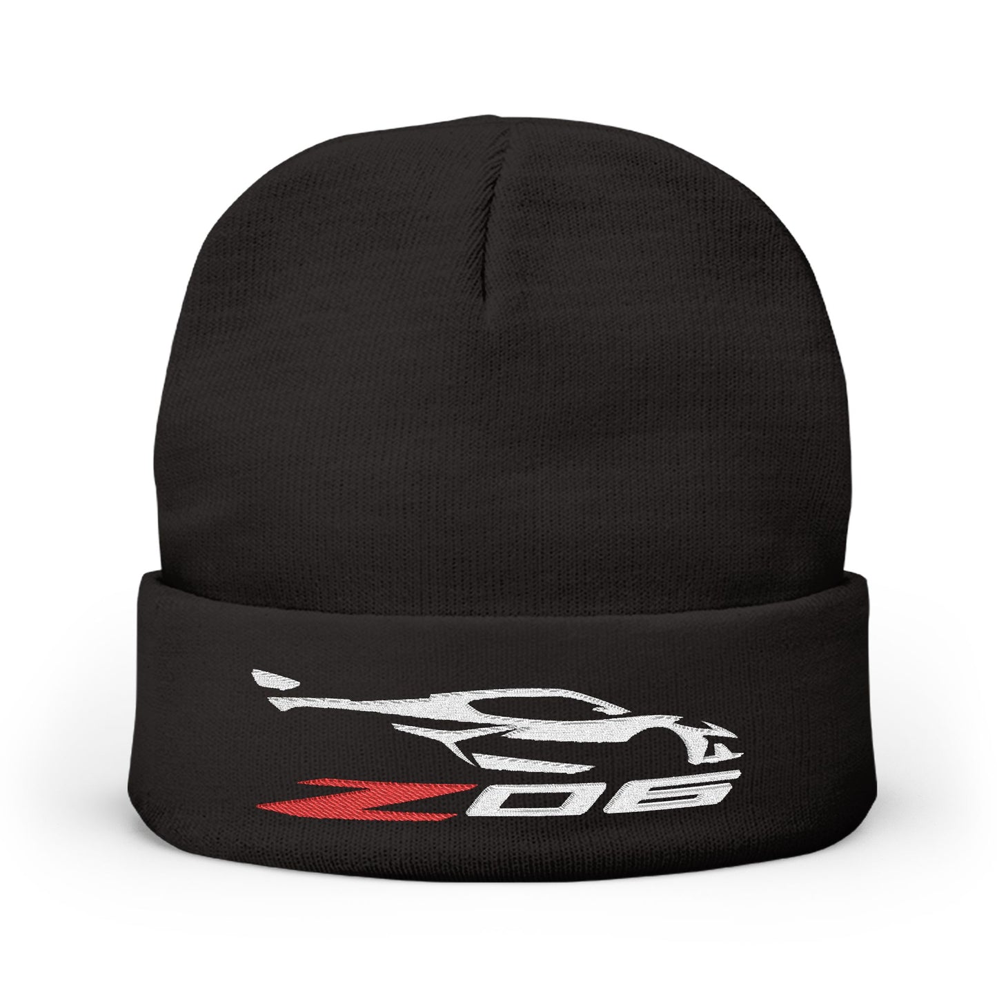 Corvette Z06 Embroidery Winter Beanie, Knitted Hat, Cozy Cap, Outdoor Accessory, Unisex, Gift for Him, Gift for Her