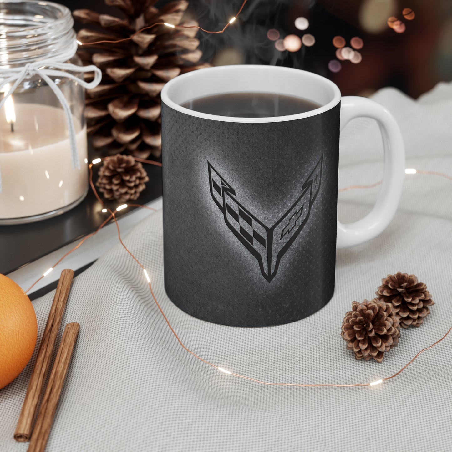 Corvette Coffee Mug - Corvette Ceramic Mug - 11oz. Coffee Mug - Chevy Corvette Mug - Microwave-Safe - Gift for Car Enthusiasts - C8 Logo