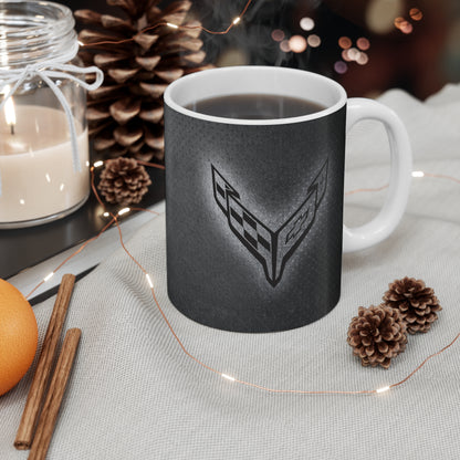 Corvette Coffee Mug - Corvette Ceramic Mug - 11oz. Coffee Mug - Chevy Corvette Mug - Microwave-Safe - Gift for Car Enthusiasts - C8 Logo