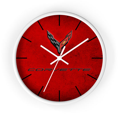Corvette C8 Wall Clock, Racing Home Decor, Gift for Him, Man Cave Clock, Corvette Merchandise, Mancave Gift, Clocks