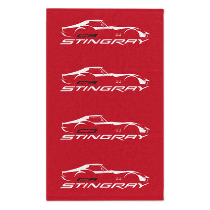 Corvette Stingray Beach Towel, Corvette Gifts, Car Enthusiast Towel, Quick-Dry Towel, Corvette Logo, White Towel, Car Guy Gifts