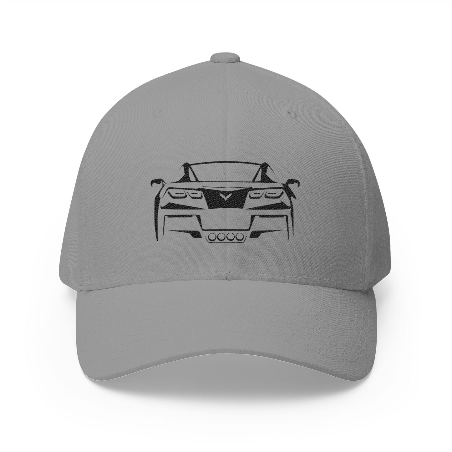 Corvette C7 Custom Silhouette Baseball Cap, Flexfit Hat, Stretchy Band, Black Hat, Corvette Gear, Embroidery