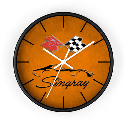 Corvette C3 Stingray Illustrated Wall Clock, Racing Home Decor, Gift for Him, Man Cave Clock, Corvette Merchandise, Mancave Gift, Clocks