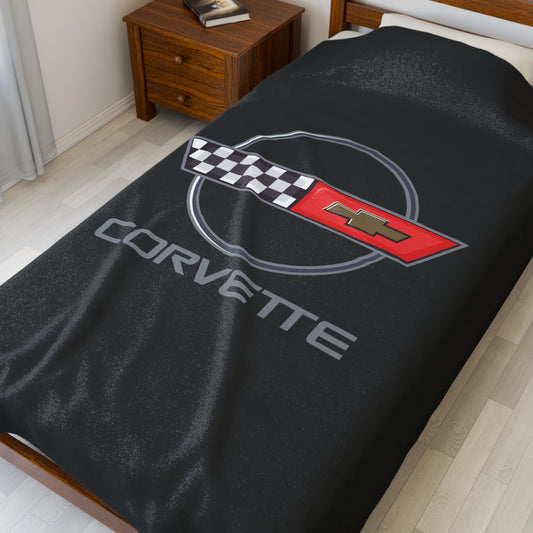 Corvette C4 Blanket, C4 Logo, Soft Blankets, Corvette Logo, Velveteen Blanket, Car Guy Gifts, Car Girl Gifts