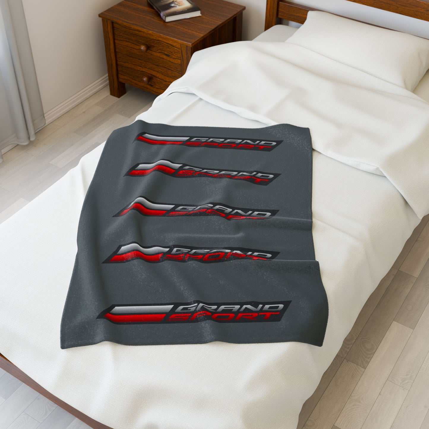 Corvette Grand Sport Blanket, Grand Sport Corvette Gifts, Soft Blankets, Corvette Logo, Velveteen Blanket, Car Guy Gifts, Car Girl Gifts