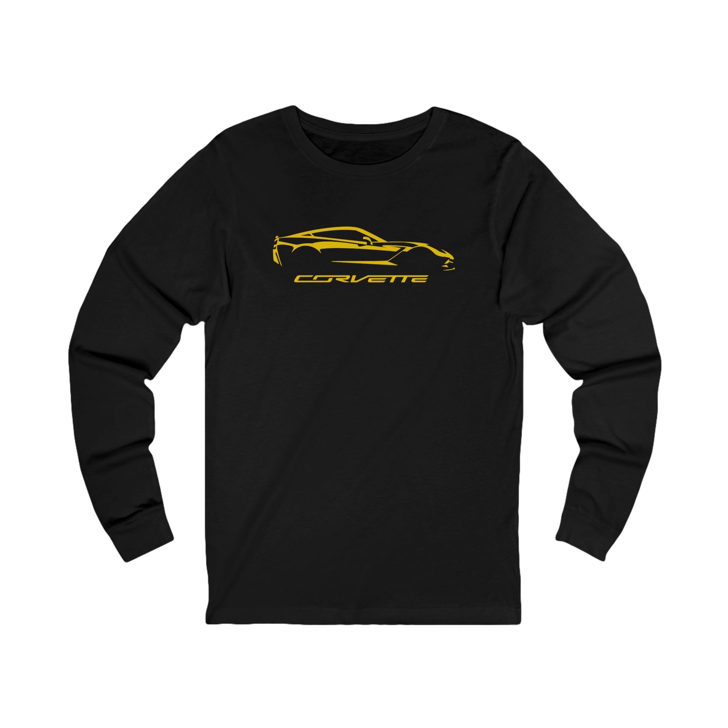 Unisex Corvette Yellow C7 Long Sleeve Tee, Custom Silhouette, Graphic T-Shirt, Gift for Him, Gift for Her, Bella+Canvas, Soft Shirt