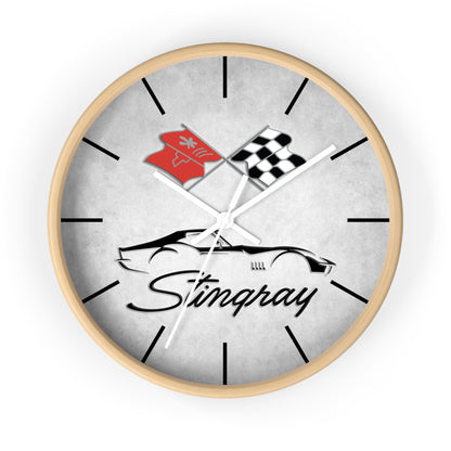 Corvette C3 Stingray Illustrated Wall Clock, Racing Home Decor, Gift for Him, Man Cave Clock, Corvette Merchandise, Mancave Gift, Clocks