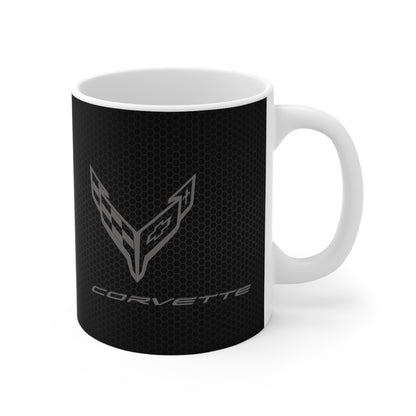 Corvette Coffee Mug - Corvette Ceramic Mug - 11oz. Coffee Mug - Chevy Corvette Mug - Microwave-Safe - Gift for Car Enthusiasts - C8 Logo