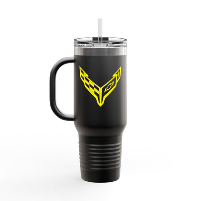 Corvette Travel Mug, C8 Corvette Gifts, Car Enthusiast Mug, 40oz Tumbler, Stainless Steel, Corvette Logo, Car Guy Gifts, Corvette Accessory