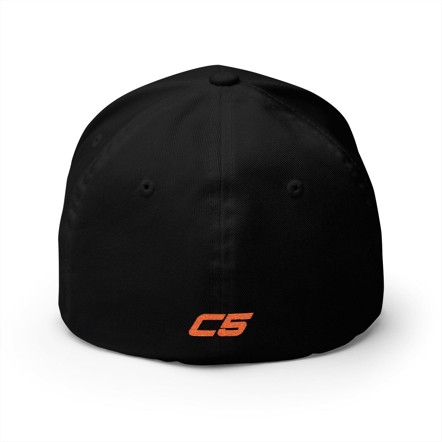 Corvette C5 Orange Logo Baseball Cap, Flexfit Hat, Stretchy Band, Black Hat, Corvette Gear, Embroidery