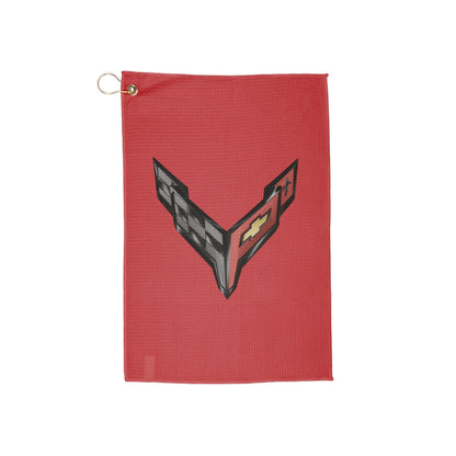 Corvette C8 Golf Towels, Golf Accessories, Sporty Towels for Golf Outings, Gift for Golf Lovers, C8 Logo, C8 Emblem, Club Towel