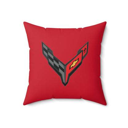 Corvette C8 Throw Pillow, Home Accessories, Mancave Decor, Man Cave, Square Pillow, Polyester, Couch and Bedding, C8 Logo, C8 Emblem