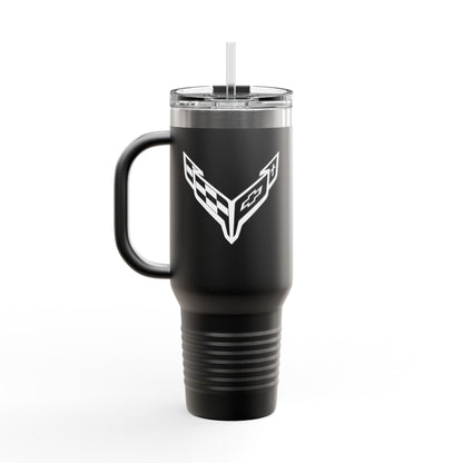 Corvette Travel Mug, C8 Corvette Gifts, Car Enthusiast Mug, 40oz Tumbler, Stainless Steel, Corvette Logo, Car Guy Gifts, Corvette Accessory