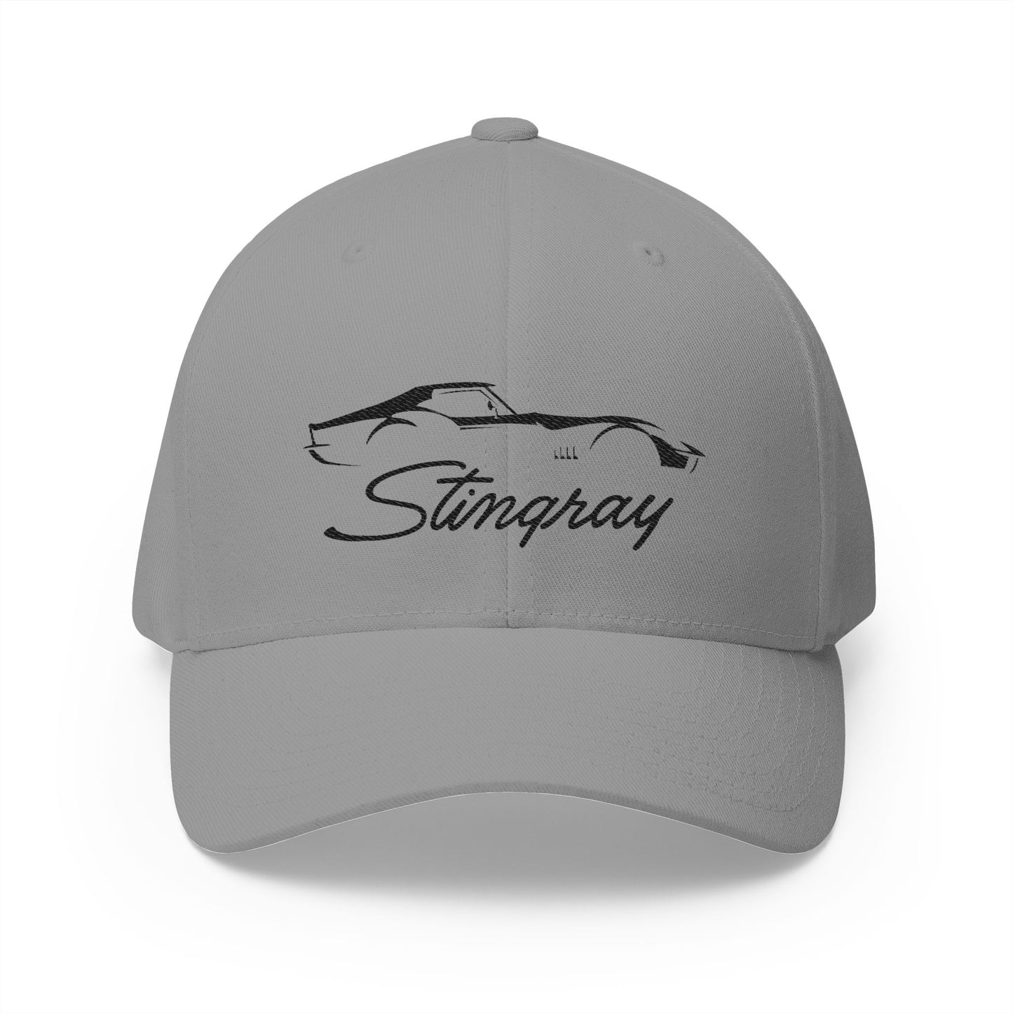 Corvette C3 Stingray Custom Silhouette Baseball Cap, Flexfit® Hat, Stretchy Band, Black Hat, Corvette Gear, Embroidery