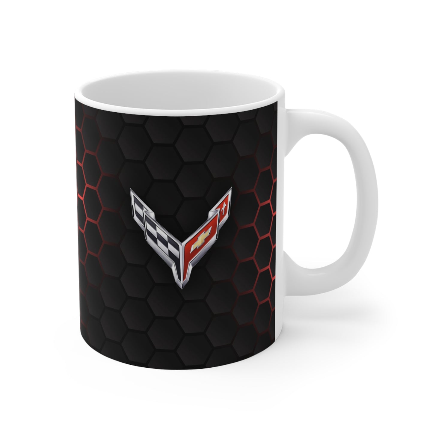 Corvette Coffee Mug - Corvette Ceramic Mug - 11oz. Coffee Mug - Chevy Corvette Mug - Microwave-Safe - Gift for Car Enthusiasts - C8 Logo