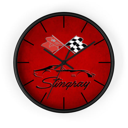 Corvette C3 Stingray Illustrated Wall Clock, Racing Home Decor, Gift for Him, Man Cave Clock, Corvette Merchandise, Mancave Gift, Clocks