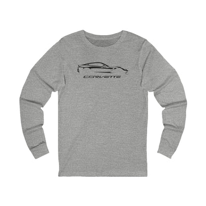 Unisex Corvette C7 Sihouette Long Sleeve Tee, Graphic T-Shirt, Gift for Him, Gift for Her, Bella+Canvas, Soft Shirt