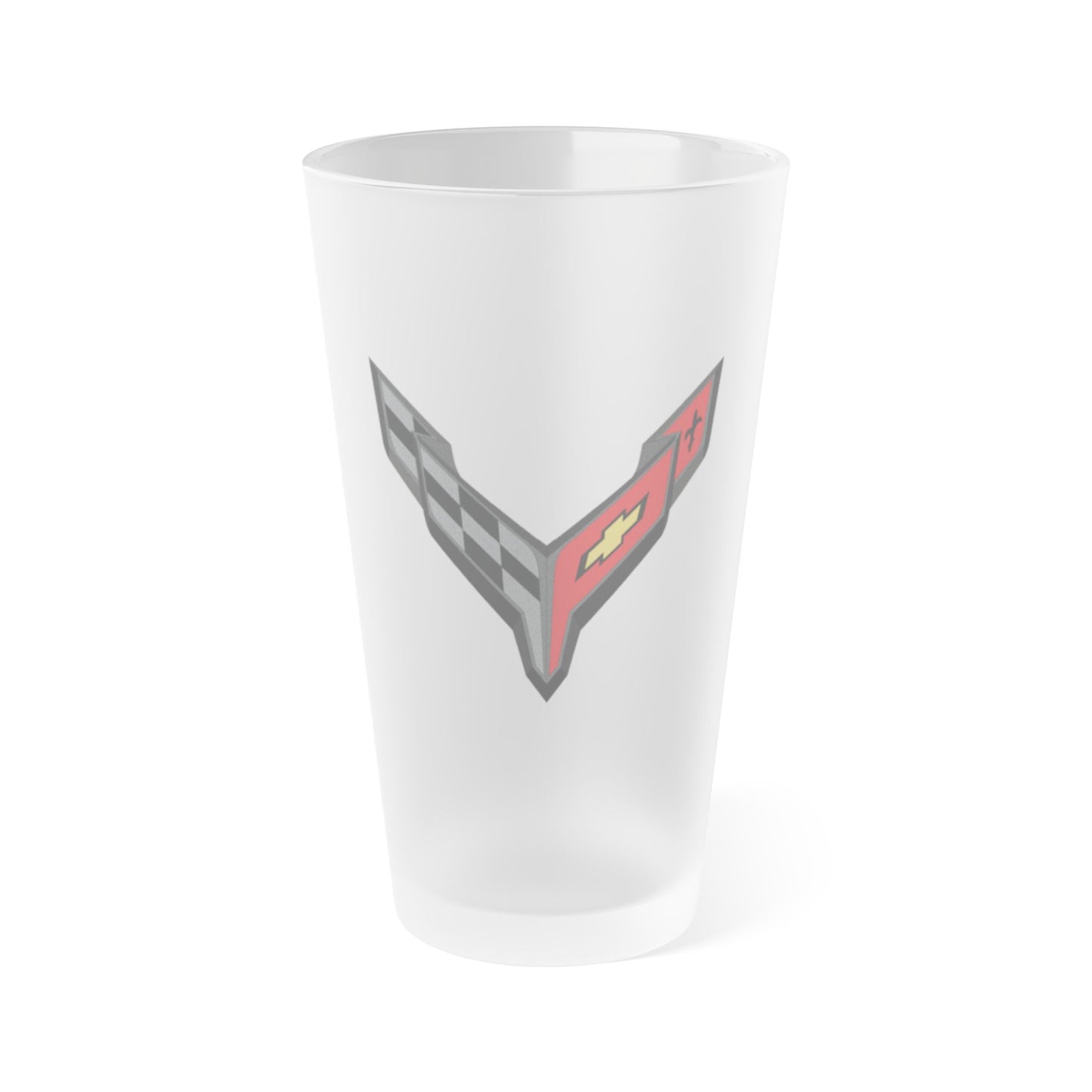 Corvette Frosted Pint Glass, C8 Logo, Perfect for Car Enthusiasts, Gifts for Gearheads, Barware for Celebrations, Gifts for Dad
