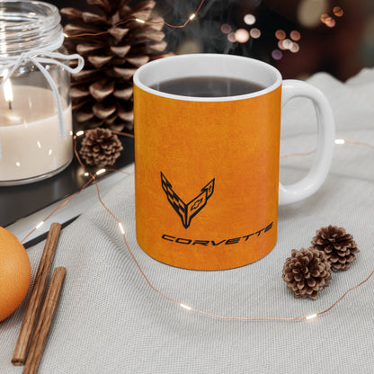 Corvette Coffee Mug - Corvette Ceramic Mug - 11oz. Coffee Mug - Chevy Corvette Mug - Microwave-Safe - Gift for Car Enthusiasts - C8 Logo