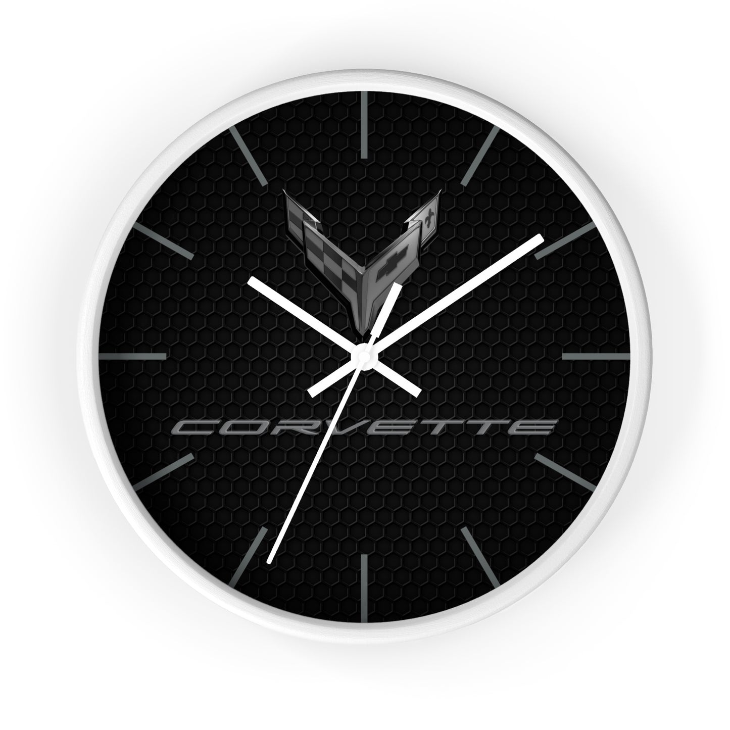 Corvette C8 Wall Clock, Racing Home Decor, Gift for Him, Man Cave Clock, Corvette Merchandise, Mancave Gift, Blackout Style