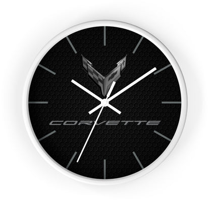 Corvette C8 Wall Clock, Racing Home Decor, Gift for Him, Man Cave Clock, Corvette Merchandise, Mancave Gift, Blackout Style