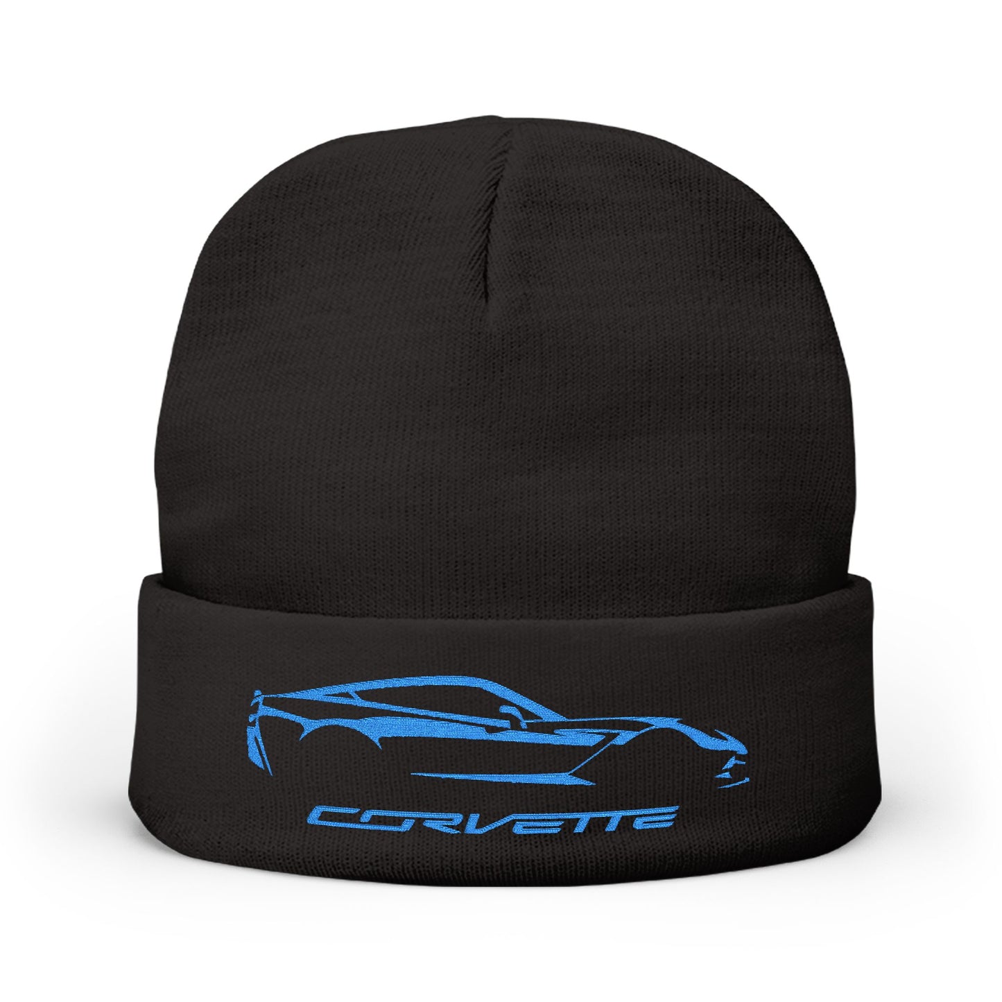 Corvette Blue C7 Embroidery Winter Beanie, Knitted Hat, Cozy Cap, Outdoor Accessory, Unisex, Gift for Him, Gift for Her