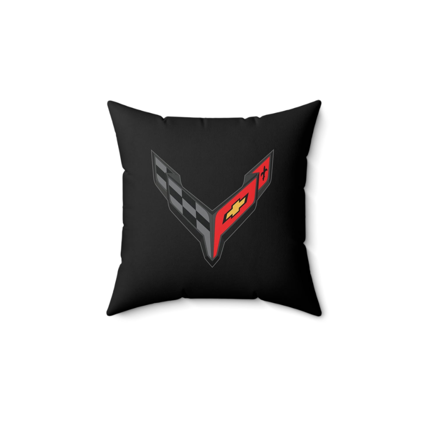 Corvette C8 Throw Pillow, Home Accessories, Mancave Decor, Man Cave, Square Pillow, Polyester, Couch and Bedding, C8 Logo, C8 Emblem