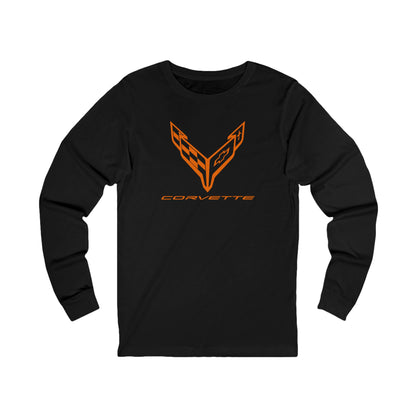 Unisex Corvette Orange C8 Long Sleeve Tee, Graphic T-Shirt, Gift for Him, Gift for Her, Bella+Canvas, Soft Shirt