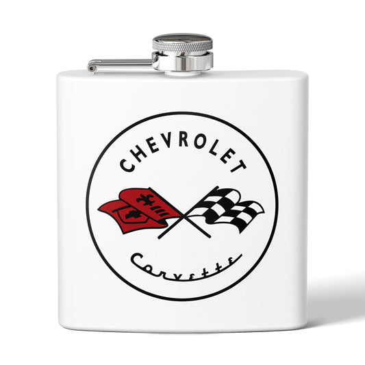 Corvette Flask, C1 Corvette Gifts, Car Enthusiast Hip Flask, 6oz Stainless Steel, Corvette Accessories, Pocket Flask, Gift for Car Guys
