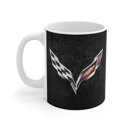 Corvette Coffee Mug - Corvette Ceramic Mug - 11oz. Coffee Mug - Chevy Corvette Mug - Microwave-Safe - Gift for Car Enthusiasts - C7 Logo