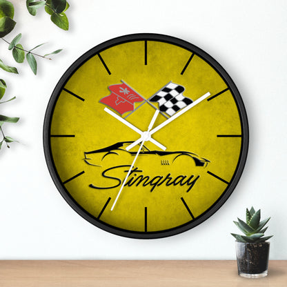 Corvette C3 Stingray Illustrated Wall Clock, Racing Home Decor, Gift for Him, Man Cave Clock, Corvette Merchandise, Mancave Gift, Clocks
